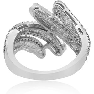 Bague en argent sterling avec diamant blanc en spirale, 1,78 carat total, taille baguette, pour fiançailles et mariage, bijoux fins pour femme - Product Image 3