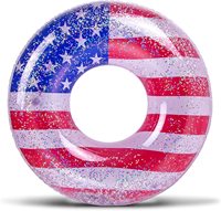 Nouveau Style Anneau De Natation À L'eau Gonflable Piscine Flotteur Tube Anneau De Bain avec Étincelle Argent Étoiles Confettis Cool USA Drapeau Conception