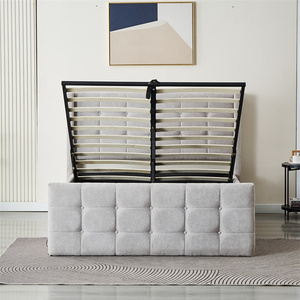 Cama <span class=keywords><strong>de</strong></span> Lujo Europea, Tamaño Queen/King, Tapizada en Tela, con Estructura <span class=keywords><strong>de</strong></span> Madera, Muebles para el Hogar con Diseño Personalizable - Product Image 2