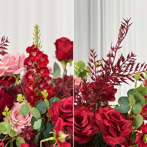 Boules de fleurs artificielles de haute qualité, abordables et réalistes, en soie, bordeaux, rouge, bleu, blanc, pour centres de table de mariage et décorations florales - Product Image 4