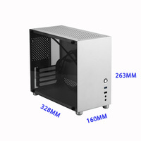 Boîtier de jeu SKTC Xingkaitian HX BOX 100 tout en aluminium Micro ATX avec ports USB verticaux en verre trempé, cartes graphiques longues, compact