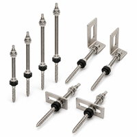 Kit de fixation solaire en acier inoxydable sur mesure M10 M12 avec rondelle EPDM et plaque adaptatrice en L pour montage PV sur toiture métallique ondulée