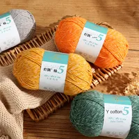 Fil de Coton Peigné 5 Brins Haute Résistance, Matière Crochet DIY Faite Main, Fil Mélangé Lait et Coton Teint, Paquet de Gros
