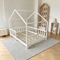 Lit Montessori en bois pour enfants, lit d'appoint pour tout-petits avec barrière, pour chambre à coucher