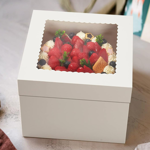 Offre Spéciale Boîte à Gâteau de Qualité Alimentaire 12*12*8 Pouces, Base et Couvercle, Emballage Avec Fenêtre, Boîtes de Boulangerie Blanches pour Gâteaux - Product Image 2