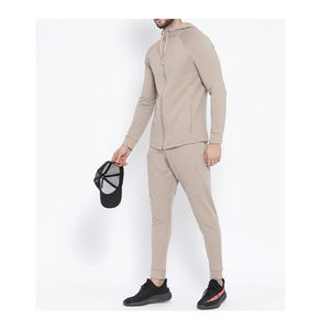 Ensemble de vêtements de sport confortables et résistants à la transpiration pour hommes, survêtement de jogging 2 pièces, veste chaude à fermeture éclair, solide pour les loisirs de fitness - Product Image 1
