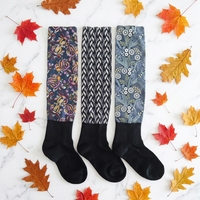 Chaussettes d'équitation unisexes montantes personnalisées avec motif animalier par sublimation, collection automne, pour enfants, avec logo et bordure à revers