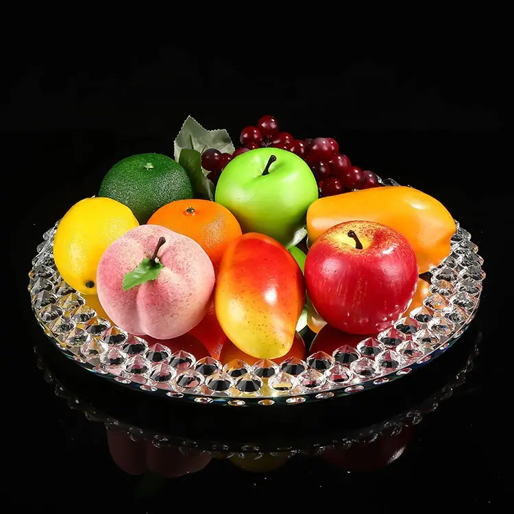 Assiettes miroirs en verre cristal brillant, rond en argent, pour présentoirs de fruits, desserts, événements, mariage, 12 pièces