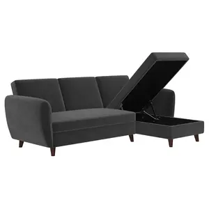 Desain hemat ruang produk baru pemasok emas sofa hitam bagian sofa tersembunyi