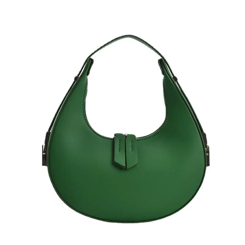 New Fashion Style Pu Vegan Leather Women Bags Clutch Handbag One Shoulder Half Moon Bag