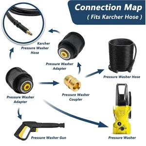 Pieza de limpieza de lavadora de alta presión Car Wash M22 Adaptador de ajuste rápido para <span class=keywords><strong>pistola</strong></span> Karchers y conexión de manguera de lavadora eléctrica - Product Image 3