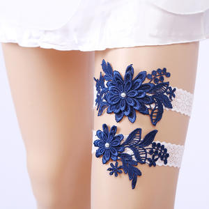 Nouveau <span class=keywords><strong>porte</strong></span>-jarretelles de mariée européenne américaine du fabricant <span class=keywords><strong>bleu</strong></span> dentelle fournitures de mariage occidental anneau de jambe élastique - Product Image 6