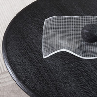 Style nordique placage de bois de chêne noir Table basse ronde ensembles de Table basse en bois pour salon