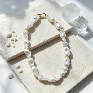 Large 18-25mm Baroque Freshwater Pearl Choker <strong>Necklace</strong> 18K Gold Plated <strong>Toggle</strong> Clasp Irregular Freeform Statement Women Jewelry - Product Image 3