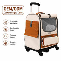 Sac à dos pour animaux de compagnie à roulettes grande capacité, écologique, pour l'extérieur, avec poignée télescopique, maille respirante, approuvé par les compagnies aériennes, pour chat et petit chien