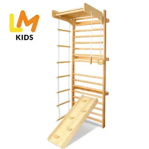 LM детское деревянное оборудование для тренажерного зала, рама для скалолазания, шведская лестница для детей