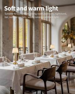 Vintage Gold Crystal Shade Funciona con pilas Regulable Recargable Restaurante Touch Lámparas de mesa LED de lujo inalámbricas - Product Image 3