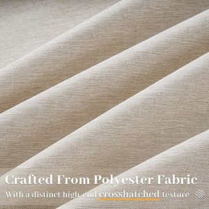 Pinch Pleated Linen <strong>Curtains</strong> for French Window Modern All-Season Living Room Natural Birch Blackout <strong>with</strong> <strong>Hooks</strong> - Product Image 4