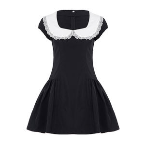 Vestido Mini Vintage para Mujer, Cuello en U, Estampado Digital Natural, Color en Contraste, Cintura Fruncida, Corte Evase - Product Image 6