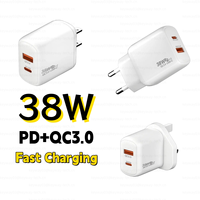 2025 nouveau chargeur d'alimentation mural EU US UK Type C 38W USB QC3.0 adaptateur de voyage PD 20W chargeur Type c pour iPhone 15 16 Pro Max Plus