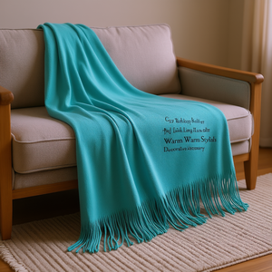 Plaid en acrylique tricoté bleu sarcelle, chaud et élégant, accessoire décoratif pour lit, canapé et salon - Product Image 2