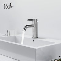 Robinet de lavabo de salle de bain YaKe moderne en acier inoxydable sanitaire avec cartouche en céramique, montage sur plan, trou unique, eau chaude/froide