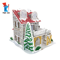 Puzzle en papier 3D Paper Jazz - Maison de Noël sous la neige - Moins de 50 pièces - Jouet éducatif et DIY pour les enfants de 5 ans et plus - Unisexe