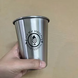 Kustom logo baja nirkarat cangkir air anggur Tumbler lapisan tunggal cangkir bir minuman dingin digulung tepi mug