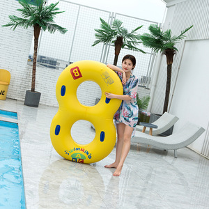 ห่วงยางว่ายน้ำรูปเลขแปดสีเหลืองลาย ABC พีวีซีหนาสำหรับสระว่ายน้ำและสวนน้ำสำหรับผู้ใหญ่ - Product Image 2