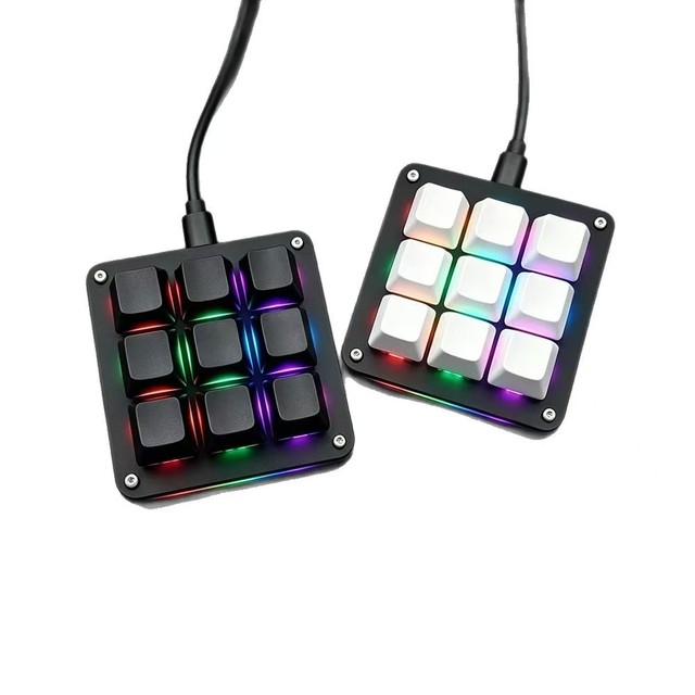 Wired Programmable Macro Keypads USB-C Mini Customized Keyboard 9 Keys Knob Custom DIY Multimedia Mechanical