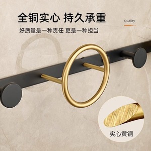 Perchero de pared estándar de cobre, estilo moderno minimalista, para baño, dormitorio, entrada, con ganchos, acabado en negro y dorado - Product Image 3