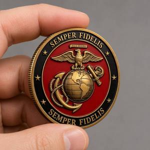 Moneda de desafío personalizada del Cuerpo de Marines SEMPER FIDELIS, bronce antiguo, oro, esmalte rojo, <span class=keywords><strong>EGA</strong></span>, águila, globo, ancla, fundición a presión, impresión UV - Product Image 5