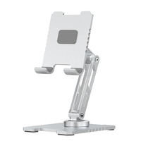 Support de tablette rotatif à 360 degrés avec réglage double hauteur, pliable, compact et portable, pour utilisation sur bureau avec iPad