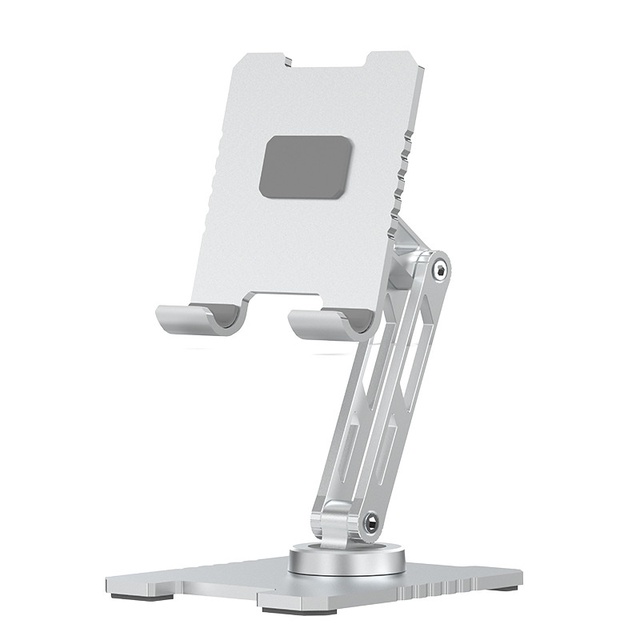 360 Degree Rotating Tablet Stand with Dual-height Adjustment Foldable Compact and Portable Base for iPad Desktop Use