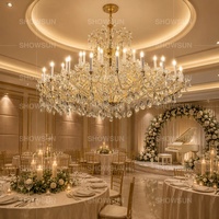 Lustre en cristal doré de luxe de haute qualité, grand lustre de plafond, éclairage suspendu en cristal K9 pour salle de banquet, hôtel, mariage