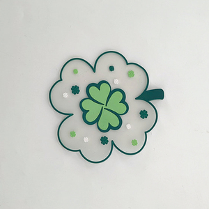 Sous-verre en silicone écologique personnalisé, motif trèfle à quatre feuilles et fleurs de cerisier, résistant à la chaleur, avec rangement intégré - Product Image 6