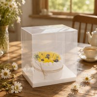 Boîte à gâteau portable transparente avec bandoulière, boîte à gâteau pliable jetable, emballage alimentaire de qualité alimentaire