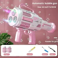 Máquina de Burbujas de Plástico para Niños, Pistola de Burbujas Espacial Gatling Recargable, Totalmente Automática, para Niños y Niñas