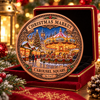Pièce de monnaie commémorative de collection en cuivre pur 999 de 1 oz, collection de marché de Noël personnalisée, avec relief 3D peint et impression UV