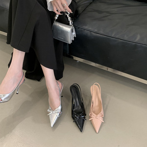 Zapatos de tacón alto cuadrado con lazo rosa dulce, estilo escotado, cómodos y elegantes para uso diario, para mujer, novedad 2026 - Product Image 1