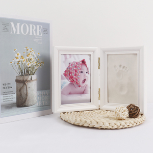 Cadre photo en bois massif imperméable pour empreintes de mains <span class=keywords><strong>et</strong></span> de pieds de bébé, décoration de table moderne pour la maison, souvenir de l'âge d'un an - Product Image 5