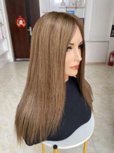 2026 พร้อมส่ง ท็อปเปอร์ผมแท้แบบยุโรป ไร้รอยต่อ 9x9 ฐานไหม สีน้ำตาลบาลายาจ ขายส่ง - Product Image 3