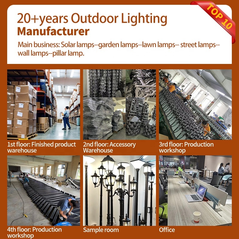 High Quality IP65 Waterproof Retro Street LED Lamp Post Solar Charging Outdoor Garden Light For Landscape Courtyard Lighting · image 4