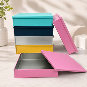 Ready Stock Flat Long Rectangular <b>Tin</b> Box Multi‑color Metal Tinplate Container For Cookie Chocolate Gift Card Document <b>Storage</b> - Product Image 1