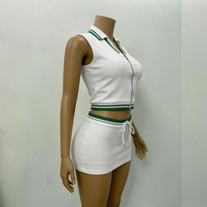 Nuevo Conjunto de Dos Piezas: Top Corto Ajustado con Cremallera y Pantalones Cortos con Cintura Ajustable, Personalizable con Logotipo, Tallas Grandes Disponibles - Product Image 3