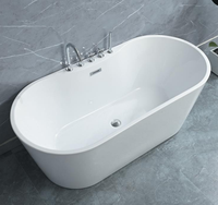 Baignoire autoportante moderne en acrylique écologique à prix compétitif avec drain automatique pour petite salle de bain intérieure