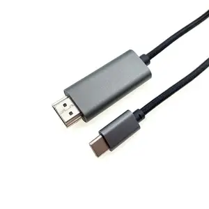 New 2M Type-C Để HDMI Bộ Chuyển Đổi Cáp Loại C Bện Màn Hình Độ Nét Cao Cáp Dữ Liệu Điện Thoại Di Động Kết Nối Với TV Hỗ Trợ 4K