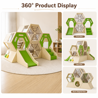 Aire de jeux commerciale en nid d'abeille, équipement de jeu souple vert et beige, toboggan d'escalade intérieur pour enfants, idéal pour les garderies, les écoles maternelles et la location événementielle