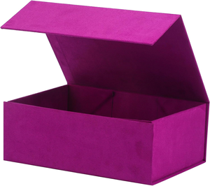 Boîte cadeau pliable en velours violet sur mesure avec fermeture magnétique, boîtes en <span class=keywords><strong>daim</strong></span> pour cadeaux, fêtes nuptiales, mariages, emballage de cadeaux - Product Image 2