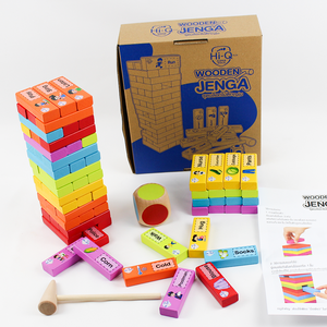 ANNA & BECK <span class=keywords><strong>Jeu</strong></span> de blocs <span class=keywords><strong>en</strong></span> <span class=keywords><strong>bois</strong></span> 69 pièces avec gros dés et marteau, jouet de construction durable, <span class=keywords><strong>tour</strong></span> de blocs à empiler, cadeau amusant pour les fêtes <span class=keywords><strong>en</strong></span> famille, enfants - Product Image 2